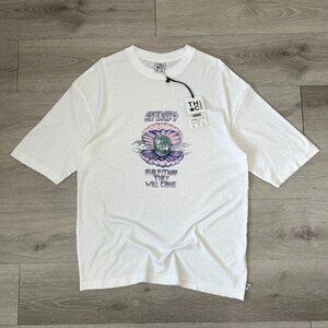 NWT Afends x Nirvana - Shell - Women's Hemp Oversized White T-Shirt - Size Small